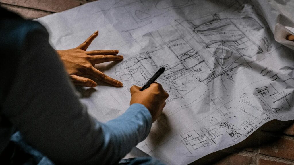 Engineering blueprint and plans